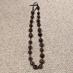 Hawaiian Brown Kukui Nut Lei Necklace 25 Nuts 40" Earthy Natural Cultural